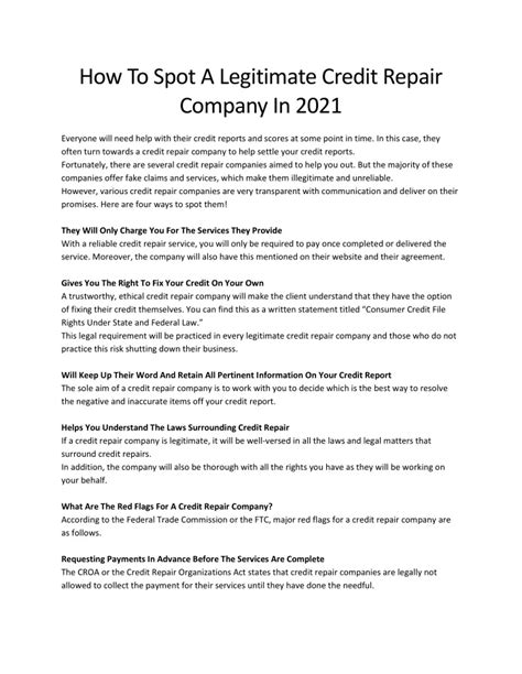 legitimate credit repair companies 2021.